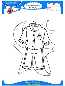 Çocuklar İçin Eşofman-Pijama Boyama Sayfaları 